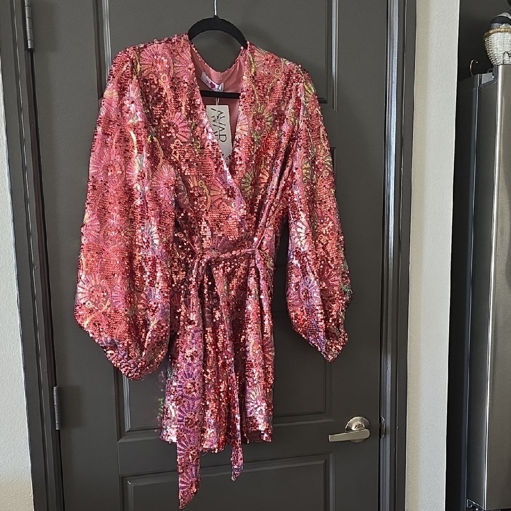 Buddy Love Pink Avara Sequince Wrap Dress